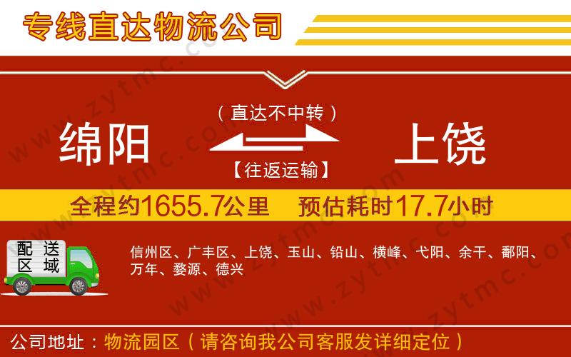 綿陽到上饒物流專線